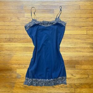 Love Culture Blue Lace Trim Camisole Mini Slip Dress Medium ST-9001